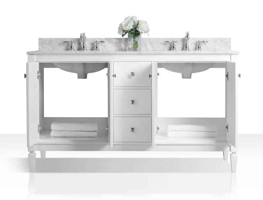 Kayleigh Bathroom Vanity Cabinet Set Collection - Ancerre Designs 60 inch | Double Sink White